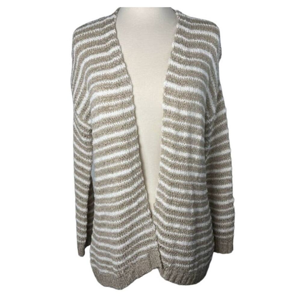 Soft Surroundings Long Oversized Cotton Cardigan‎ Striped Chunky Sweater Duster